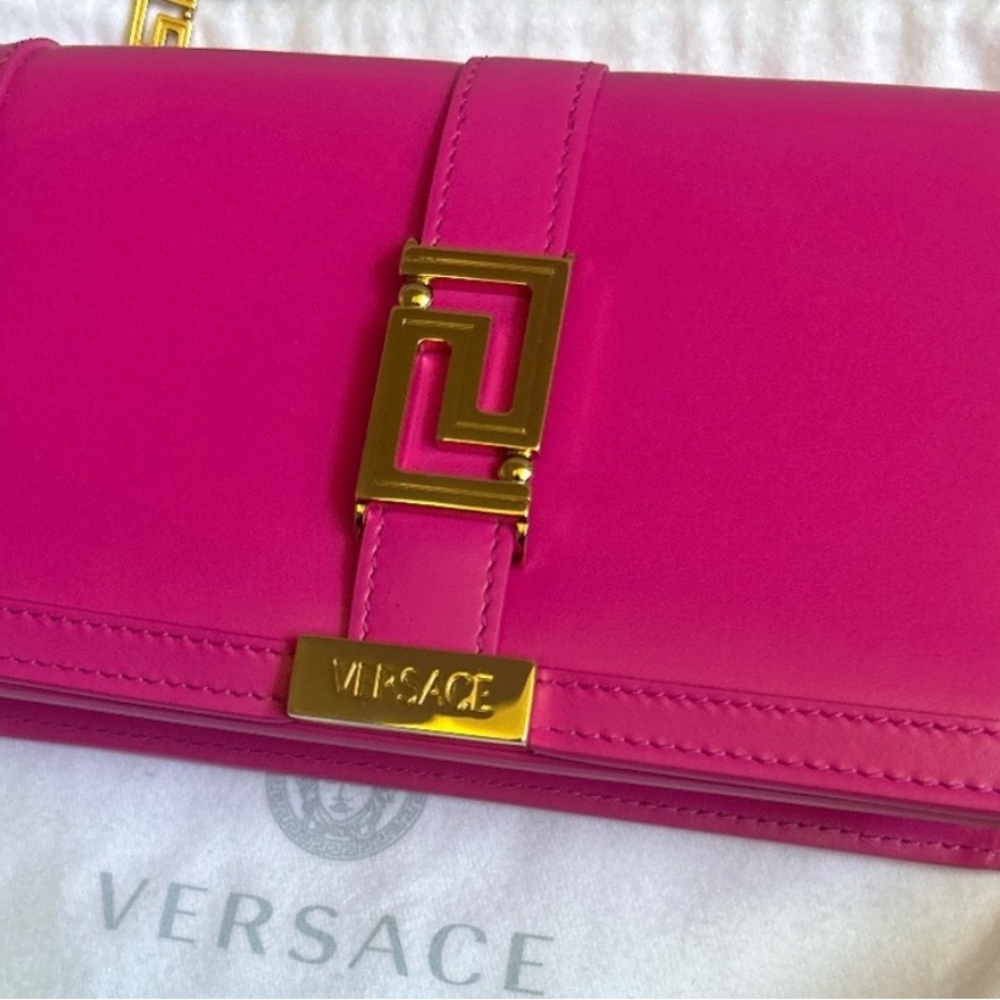 Versace Fuchsia Clutch with Gold Accent
